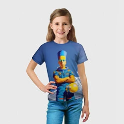 Футболка детская Барт Симпсон - космический мальчик - нейросеть, цвет: 3D-принт — фото 2