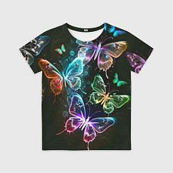Футболка детская Неоновые дикие бабочки, цвет: 3D-принт