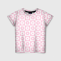 Футболка детская Pink flower checkers, цвет: 3D-принт
