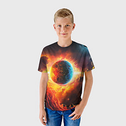 Футболка детская Планета в огненном космосе, цвет: 3D-принт — фото 2