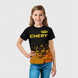 Футболка детская Chery - gold gradient: символ сверху, цвет: 3D-принт — фото 2