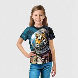 Футболка детская Тигр космонавт на далекой планете, цвет: 3D-принт — фото 2