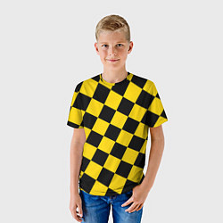 Футболка детская Черно-желтая крупная клетка, цвет: 3D-принт — фото 2
