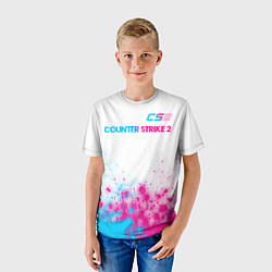 Футболка детская Counter Strike 2 neon gradient style: символ сверх, цвет: 3D-принт — фото 2