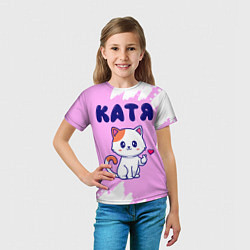 Футболка детская Катя кошечка с сердечком, цвет: 3D-принт — фото 2