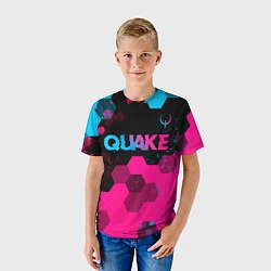 Футболка детская Quake - neon gradient: символ сверху, цвет: 3D-принт — фото 2