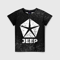 Футболка детская Jeep с потертостями на темном фоне, цвет: 3D-принт