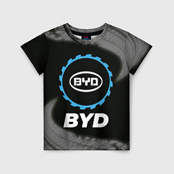 Футболка детская BYD в стиле Top Gear со следами шин на фоне, цвет: 3D-принт