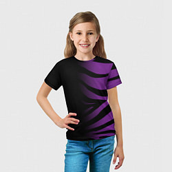 Футболка детская Фиолетовый с черными полосками зебры, цвет: 3D-принт — фото 2