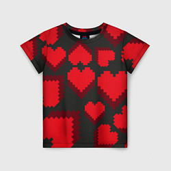 Футболка детская Pixel hearts, цвет: 3D-принт