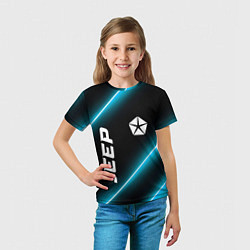 Футболка детская Jeep неоновые лампы, цвет: 3D-принт — фото 2