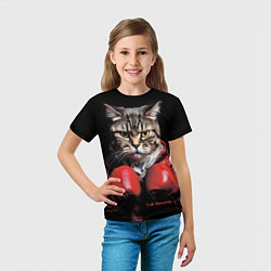Футболка детская Cat boxing, цвет: 3D-принт — фото 2