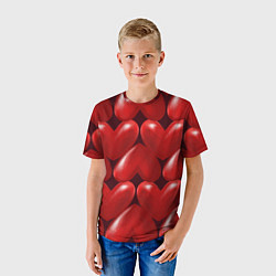 Футболка детская Red hearts, цвет: 3D-принт — фото 2