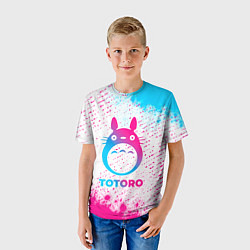 Футболка детская Totoro neon gradient style, цвет: 3D-принт — фото 2