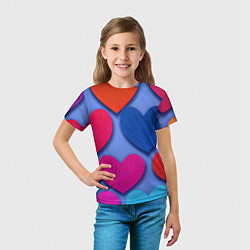 Футболка детская Паттерн сердечки, цвет: 3D-принт — фото 2