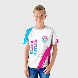 Футболка детская Black Butler neon gradient style: надпись, символ, цвет: 3D-принт — фото 2