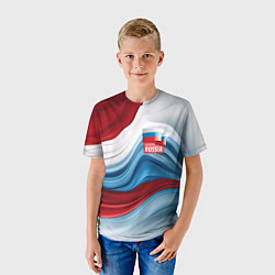 Футболка детская Флаг России абстракт, цвет: 3D-принт — фото 2