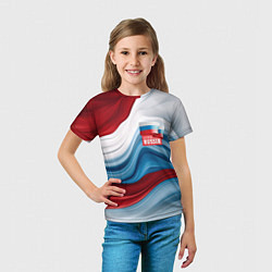 Футболка детская Флаг России абстракт, цвет: 3D-принт — фото 2