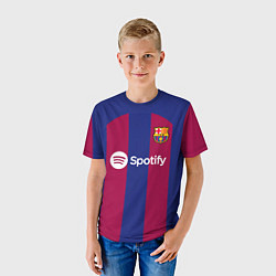 Футболка детская ФК Барселона форма 2324 домашняя, цвет: 3D-принт — фото 2