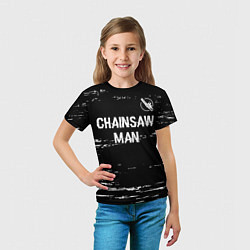 Футболка детская Chainsaw Man glitch на темном фоне: символ сверху, цвет: 3D-принт — фото 2