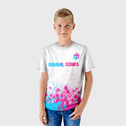 Футболка детская Brawl Stars neon gradient style: символ сверху, цвет: 3D-принт — фото 2