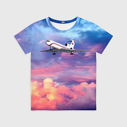 Футболка детская Ту-154Б 2 Розовый закат, цвет: 3D-принт