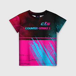 Футболка детская Counter-Strike 2 - neon gradient: символ сверху, цвет: 3D-принт