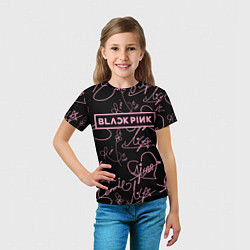 Футболка детская Блэкпинк - розовые автографы, цвет: 3D-принт — фото 2