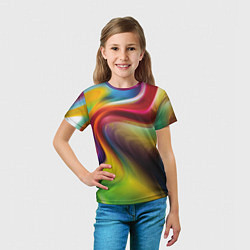 Футболка детская Rainbow waves, цвет: 3D-принт — фото 2
