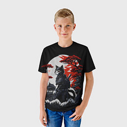 Футболка детская Котик ниндзя - мрачный, цвет: 3D-принт — фото 2
