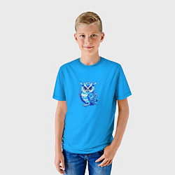 Футболка детская Мультяшная сова голубой, цвет: 3D-принт — фото 2
