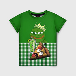 Футболка детская Pepe King with pizza, цвет: 3D-принт