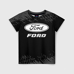 Футболка детская Ford speed на темном фоне со следами шин, цвет: 3D-принт