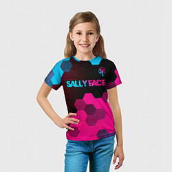 Футболка детская Sally Face - neon gradient: символ сверху, цвет: 3D-принт — фото 2