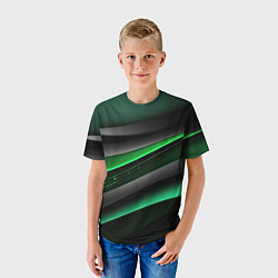 Футболка детская Black green line, цвет: 3D-принт — фото 2