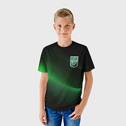 Футболка детская Герб РФ зеленый черный фон, цвет: 3D-принт — фото 2