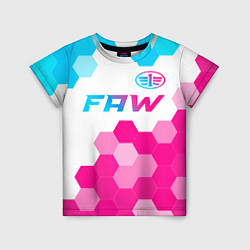 Футболка детская FAW neon gradient style: символ сверху, цвет: 3D-принт