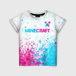 Футболка детская Minecraft neon gradient style: символ сверху, цвет: 3D-принт