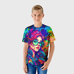 Футболка детская Девушка в тропическом лесу, цвет: 3D-принт — фото 2