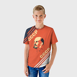 Футболка детская Ленин на красном фоне, цвет: 3D-принт — фото 2