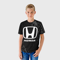 Футболка детская Honda speed на темном фоне со следами шин, цвет: 3D-принт — фото 2