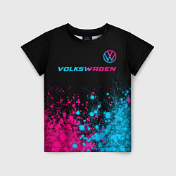 Футболка детская Volkswagen - neon gradient: символ сверху, цвет: 3D-принт