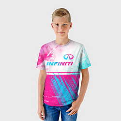 Футболка детская Infiniti neon gradient style: символ сверху, цвет: 3D-принт — фото 2