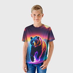Футболка детская Люминесцентный медведь гризли, цвет: 3D-принт — фото 2