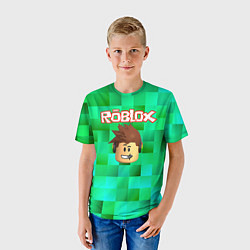 Футболка детская Roblox head на пиксельном фоне, цвет: 3D-принт — фото 2