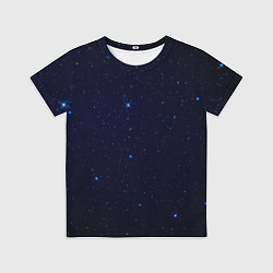 Футболка детская Тёмный космос и синие звёзды, цвет: 3D-принт