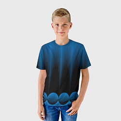 Футболка детская Сине-черный градиент в полоску, цвет: 3D-принт — фото 2