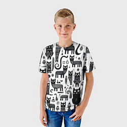 Футболка детская Кошки абстрактный узор, цвет: 3D-принт — фото 2