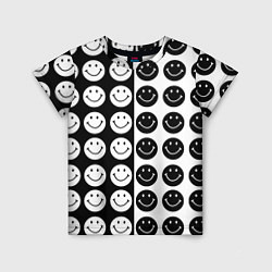 Футболка детская Smiley black and white, цвет: 3D-принт