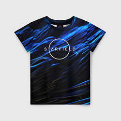 Футболка детская Starfield logo blue background, цвет: 3D-принт